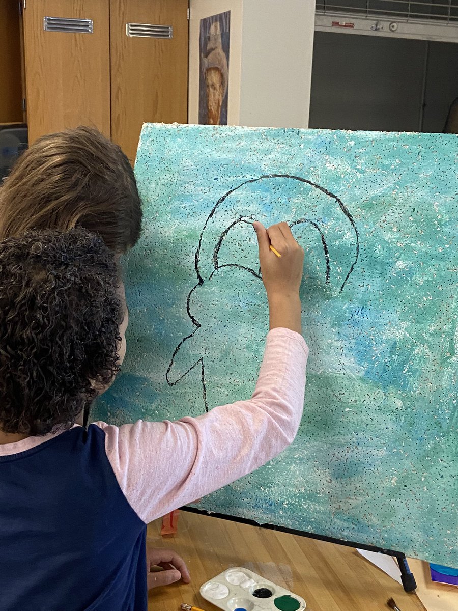 I enjoy teaching all levels of elementary art but fifth grade is probably my favorite. Ceiling tile project, week two. #trinityarts #elementaryart #ceilingtiles