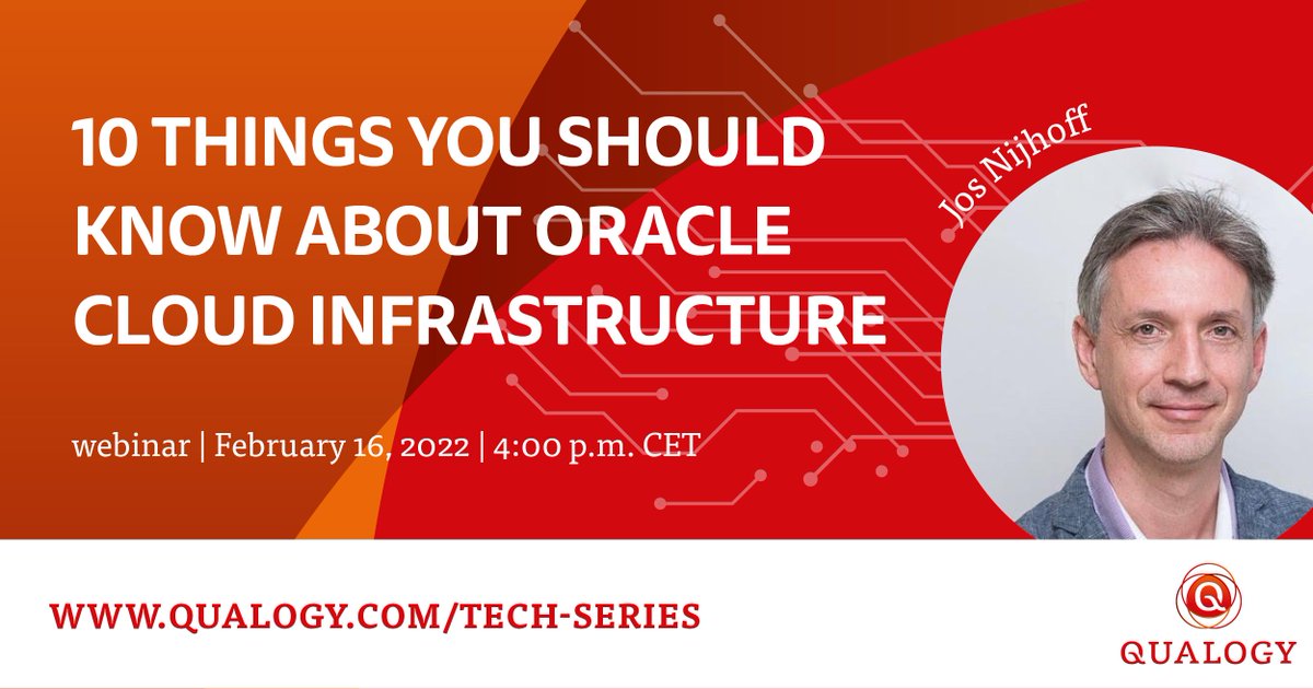 WEBINAR - Tomorrow, Jos Nijhoff will be our sixth speaker at Qualogy's Tech Series. Sign up now for his #webinar '10 things you should know about Oracle Cloud Infrastructure': bit.ly/34cPuA8

#oracle #cloud #knowledgesharing
