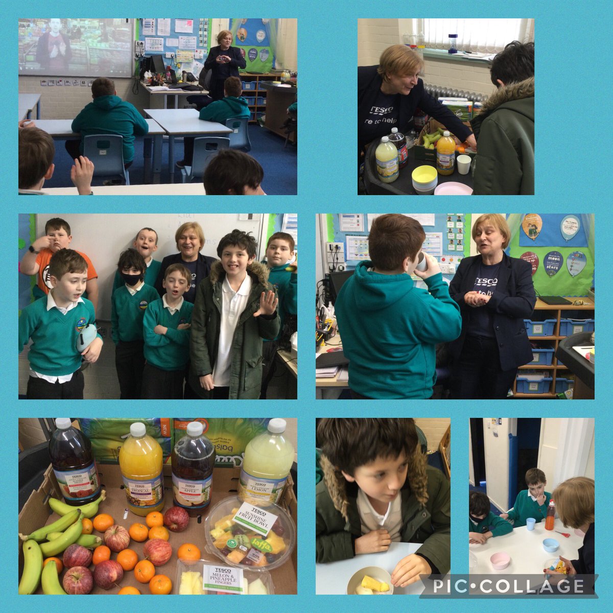 FforddDyffryn's tweet photo. Thank you Lisa from @Tesco Llandudno junction for coming into Dosbarth Siabod this afternoon. We enjoyed finding out how the fruit gets to Tesco, and trying different fruit ππππ#ourbigquestion @FfitLeisureDev @GCynradd @healthyschools_ https://t.co/ZZ8xxr59tj
