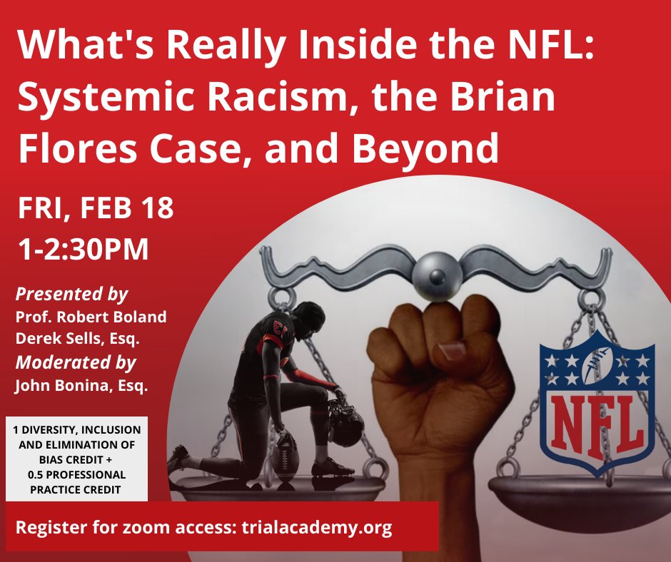 Wow! This is an important and timely program <a href="/JohnBonina2/">John Bonina</a>  <a href="/NYSTrialAcademy/">NYS Trial Academy</a> #EndRacism #BrianFlores #NFL
