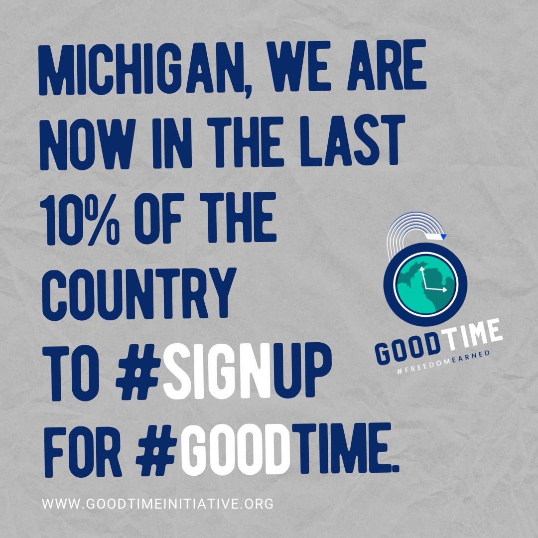 GoodTimeMI22's tweet photo. Its time to catch up with the rest of the country in progressing #Michigan FORWARD!
Sign up to help move us forward here:
https://t.co/gWcVZ4SDXJ
#GoodTime #RepealTIS #CriminalJusticeReform #TimesUp #GoodTimeCredits #TryFreedom #Redemption https://t.co/FSpK6qwNG4