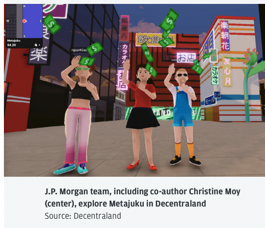 JPMorgan has done a complete 180 on crypto. 

2017: Bitcoin is a fraud. It's just not a real thing. Eventually it will be closed – Jamie Dimon

2022: JPM has a lounge at a mall in Decentraland and just predicted $1 trillion in annual metaverse revenue.

jpmorgan.com/content/dam/jp…