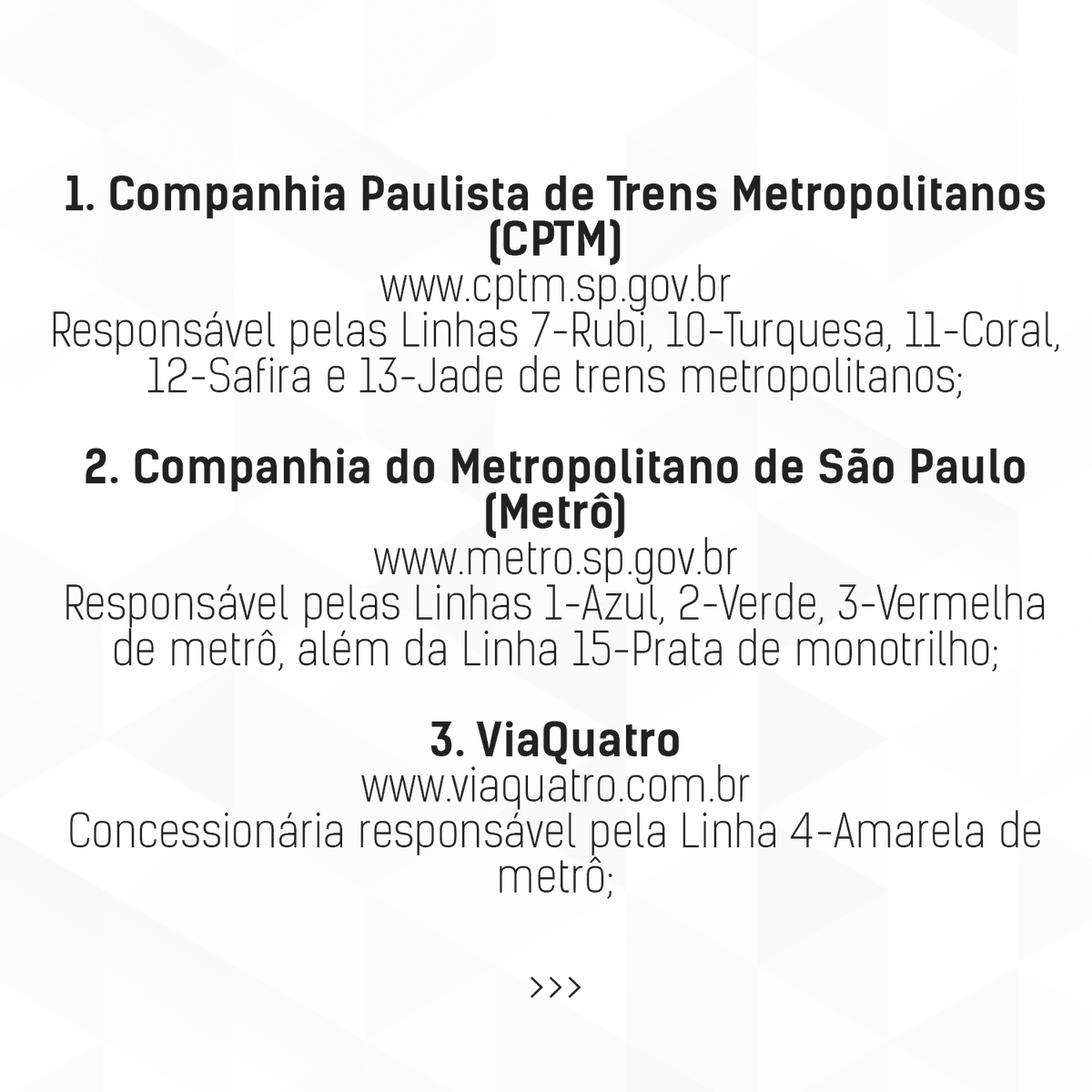 CPTM_oficial's tweet photo. 🗣️Para informações, dúvidas ou reclamações sobre essas linhas, por favor, entre em contado diretamente pelos canais:
 
👥Redes Sociais:
Facebook: https://t.co/aZvQfyNLuD
Instagram: https://t.co/pjkVYYcAOy
LinkedIn: https://t.co/WtxA7Z31Yd https://t.co/eYWmJhsbmS
