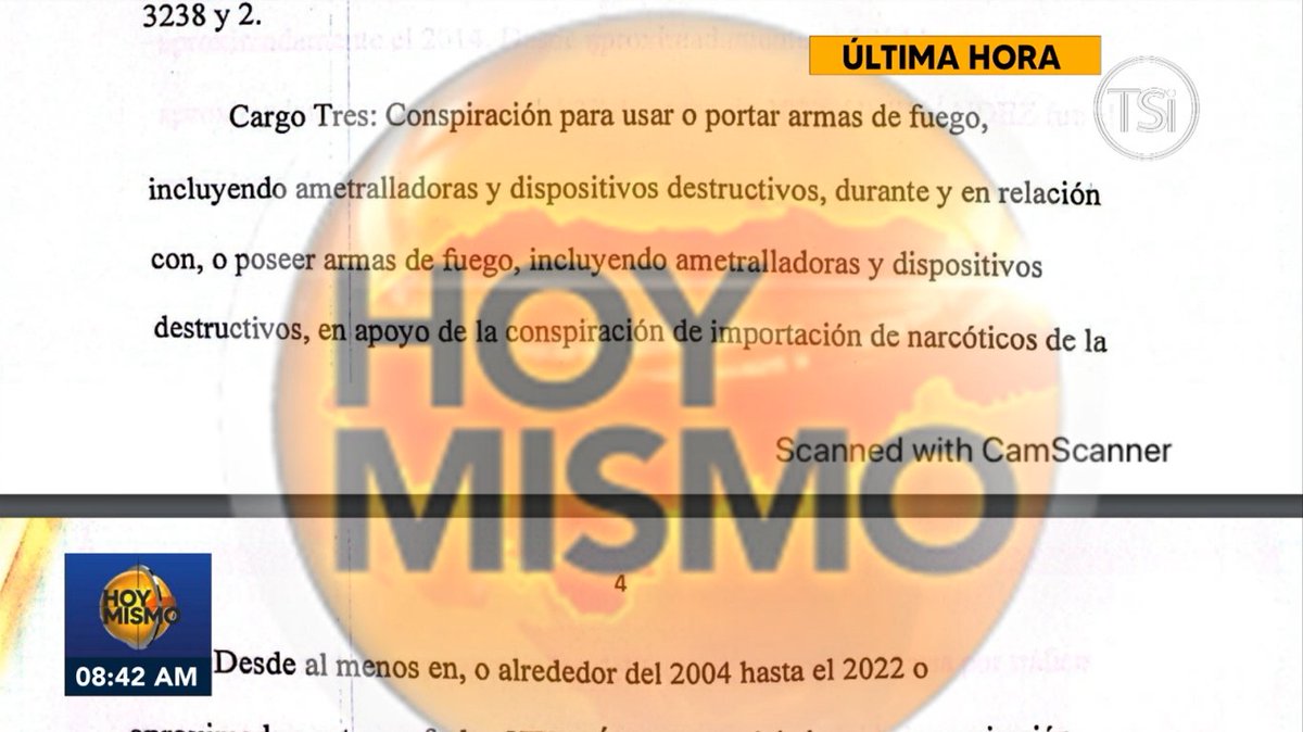 HoyMismoTSI's tweet photo. 🚨 #𝐔́𝐋𝐓𝐈𝐌𝐀𝐇𝐎𝐑𝐀 🚨en #HoyMismo #PrimeraEdición | Cargos por los que EEUU solicita en extradición a #JuanOrlandoHernandez. 𝗘𝗡 𝗩𝗜𝗩𝗢 por @TSiHonduras y https://t.co/GMfMJJFkl7 

𝐄𝐧 𝐛𝐫𝐞𝐯𝐞 𝐝𝐨𝐜𝐮𝐦𝐞𝐧𝐭𝐨 𝐜𝐨𝐦𝐩𝐥𝐞𝐭𝐨... https://t.co/h06hursBbk