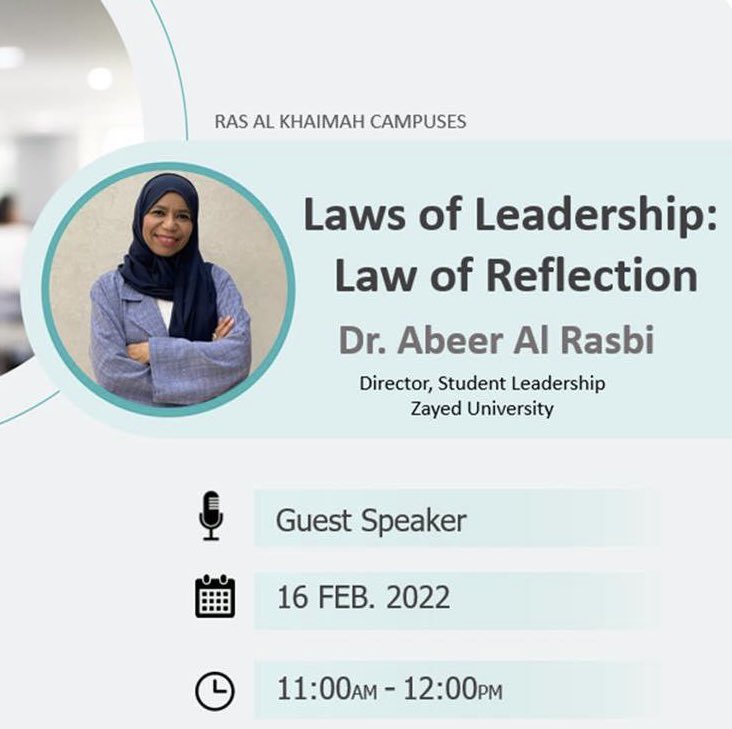 dr_abeeralrasbi's tweet photo. My values are: #Learn, #Share, #Grow which is pursuing my passion spreading #knowledge of #Leadership to get people the chance to change their lives and grow.
What’s better than starting with #Youth

Presenting a #webinar for @HCT_UAE students on #LawOfReflection

#AbeerAlRasbi https://t.co/p0J2xUk7nA
