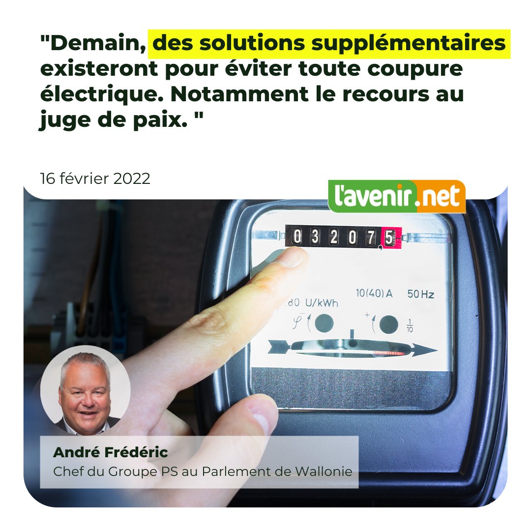 ✋ <a href="/AFrederic_ps/">Andre Frederic</a>  va proposer au vote au <a href="/ParlWallonie/">Parlement de Wallonie</a>  un texte pr que les juges de paix puissent intervenir avant toute coupure d’électricité, afin de mieux protéger le consommateur. Et tt un panel de solutions pr éviter tte coupure d'électricité ! 
  #énergie <a href="/PSofficiel/">Parti Socialiste</a>