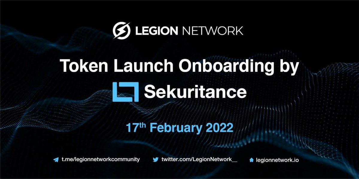 Legion Network: The #1 Crypto Super App (@legionnetwork__) on Twitter photo Launch of $LGX will be happening on the Sekuritance Portal: portal.sekuritance.com on Feb 17th 14:00UTC
LGX token price: $0.075
*You do not want to miss this!* 👀🔥🔥🔥🔥
<a href="/sekuritance/">Sekuritance</a>
#LGXToTheMoon 🚀 Launch of $LGX will be happening on the Sekuritance Portal: portal.sekuritance.com on Feb 17th 14:00UTC
LGX token price: $0.075
*You do not want to miss this!* 👀🔥🔥🔥🔥
<a href="/sekuritance/">Sekuritance</a>
#LGXToTheMoon 🚀