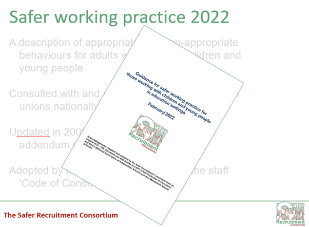 Very pleased to be able to publish the updated Guidance for safer working practice (GSWP) today - download from #SaferRecruitmentConsortium home page
saferrecruitmentconsortium.org