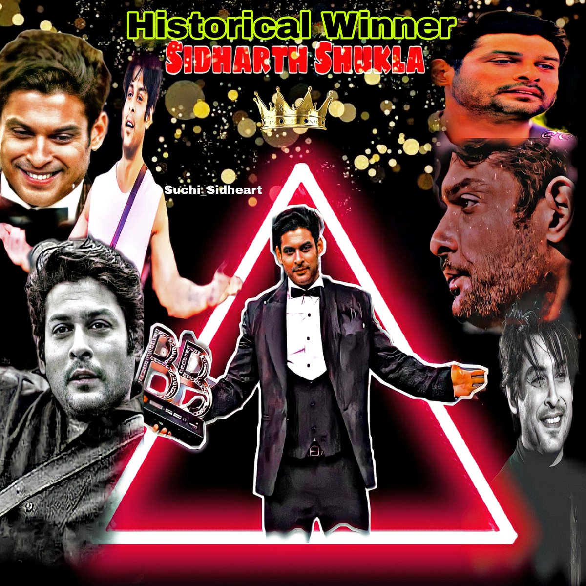Suchisri2's tweet photo. One and only the winner 
The winner who achieved in his best ways 
One who showed his real self and played like a fearless King 
The best winner, The Greatest Of All Time 

#2YearsOfIconicWinnerSid
#SidharthShukla https://t.co/clR6tIUNbn