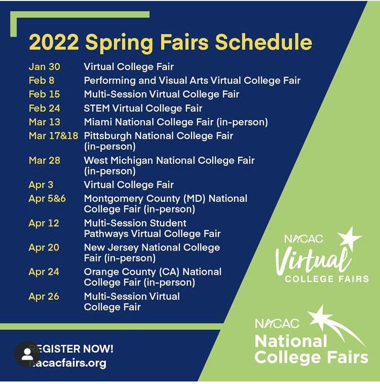 EIFSunset's tweet photo. Juniors, now that it's spring semester, it's time to work on your college research &amp; list. @NACAC is hosting several virtual college fairs. Don't know what to ask admission reps? No worries. Make an appointment with your @eifdotorg Advisor to find out #TuesdayTips #FindYourFuture https://t.co/hMsxIExKa3