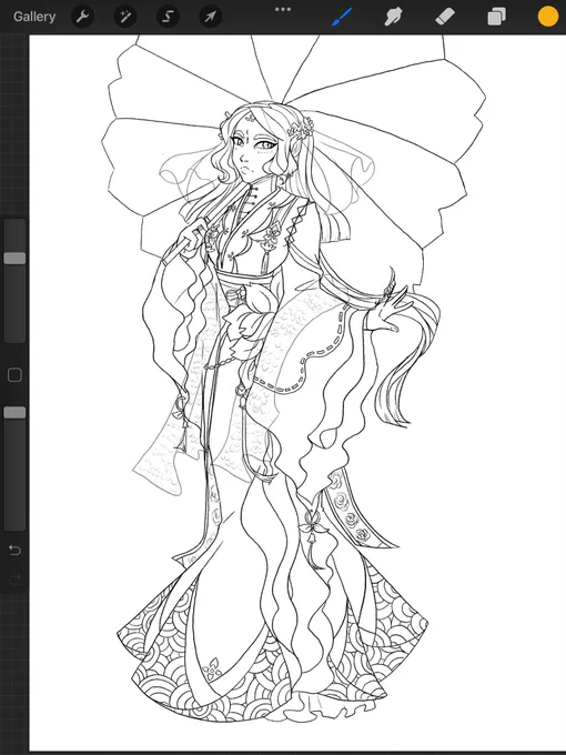 Redesigning my Half Elf Sorcerer's fantasy kimono ♥️🌸 Added even more layers uwu #artph #dndart 