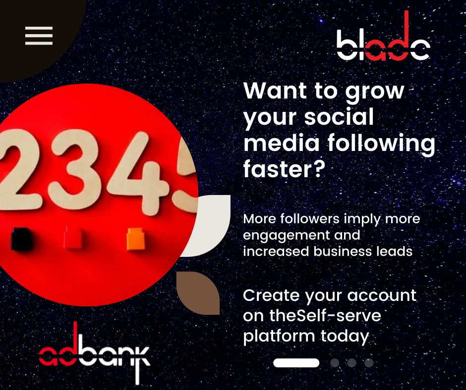 adbanknetwork's tweet photo. #Adbank Grow your social media to get more engagement and business leads with the #Blade #Selfserveplatform today. Signup to get started: https://t.co/ICrgkz2jXN 

#Taskmarketplace  #freeCrypto https://t.co/fXVw459e7K