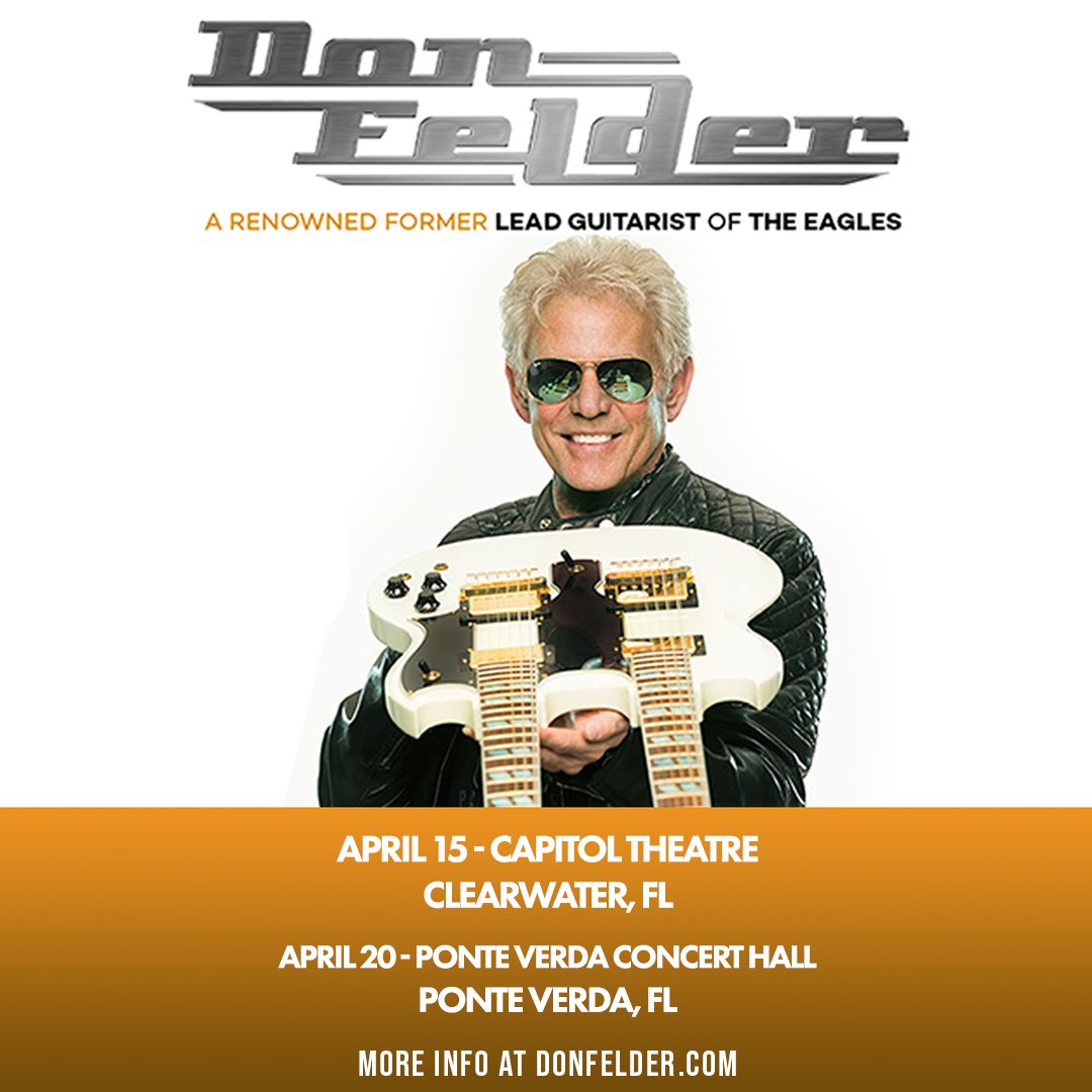 Excited to announce TWO NEW SHOWS in my home state of Florida! Tickets on sale to the public Friday, February 18 at 10am local time.

April 15 | Capitol Theatre  - Clearwater, FL
April 20 | @PV_ConcertHall - Ponte Verda, FL

Full list of dates at donfelder.com