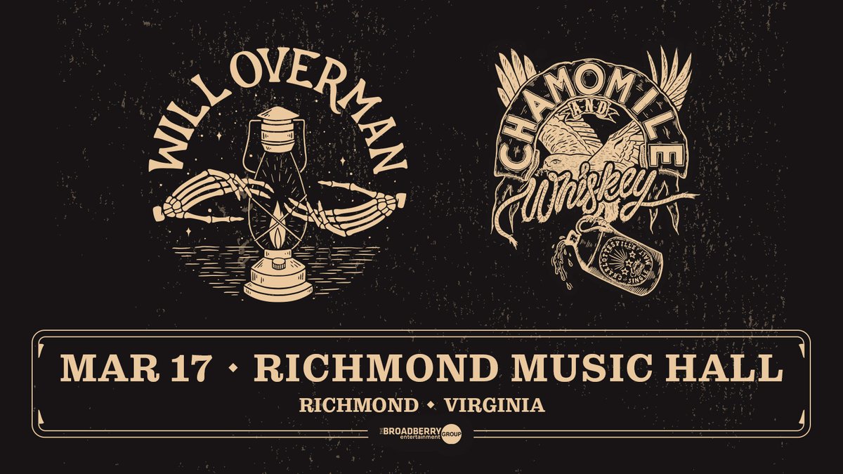 Charlottesville singer-songwriter <a href="/WillOverman1/">Will Overman</a> will be returning to Richmond Music Hall on March 17th. He'll be joined by Nelson County's <a href="/Chamomilewhisky/">Chamomile & Whiskey</a>.

Tickets on sale now. bit.ly/WillOverman3-17