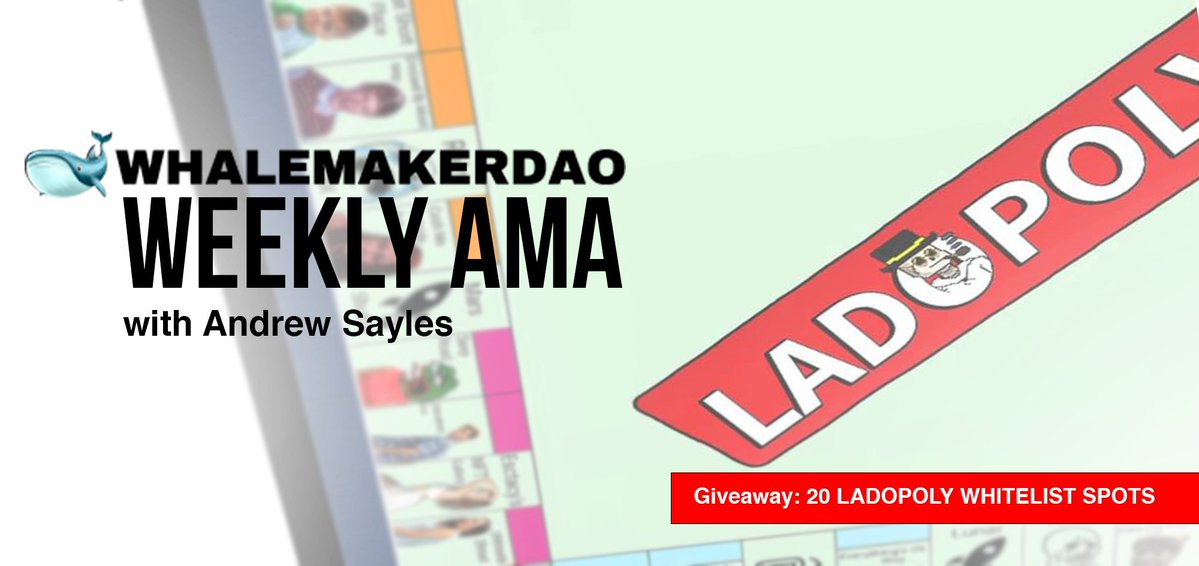 Happening right now!

Join Andrew Sayles will discuss his project's partnership with Hasbro, and their P2E rendition of a childhood favorite game.

Watch live on Twitter!

Ask your questions away and be one of the lucky 20 to win LADOPOLY WL Spots!