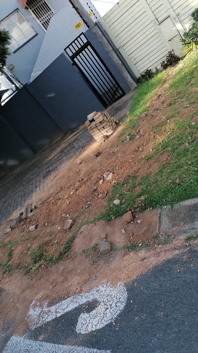 BridleB's tweet photo. @CityPowerJhb fault CPWEB3310874 was closed however the contractor has not reinstated the grass pavement and paving. When does this take place? https://t.co/tcGQbg3HKU