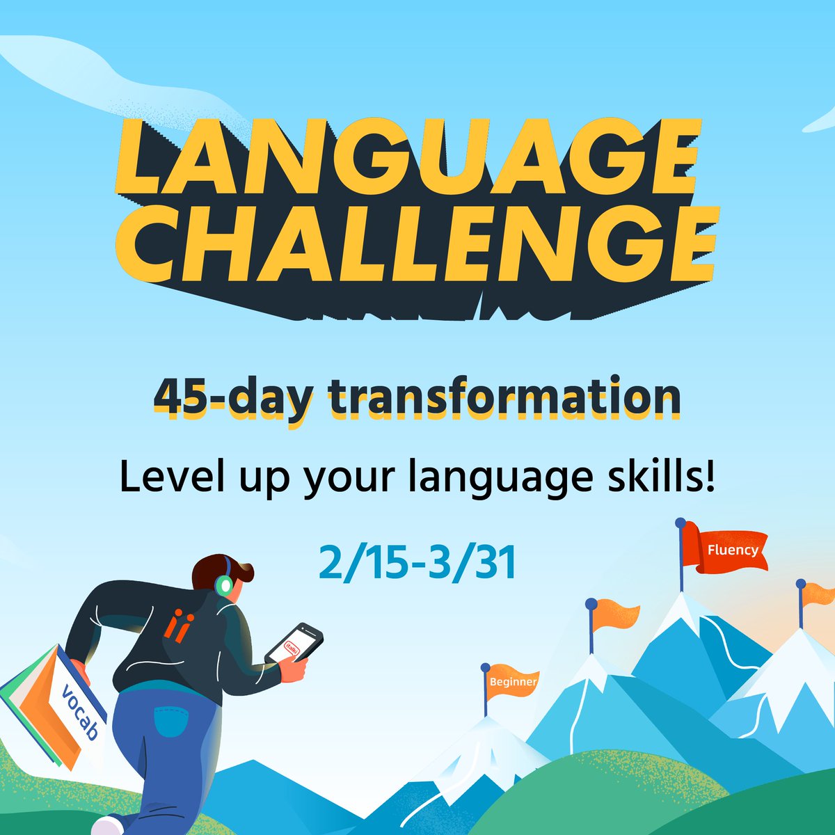 italki's tweet photo. Whoโs ready to transform their language skills in 45 days?! Our #italkiLanguageChallenge is back now through March 31 with a few new and exciting updates.
Sign up for the Language Challenge here: https://t.co/PNquOBUWTr https://t.co/vZ6raNxHBl