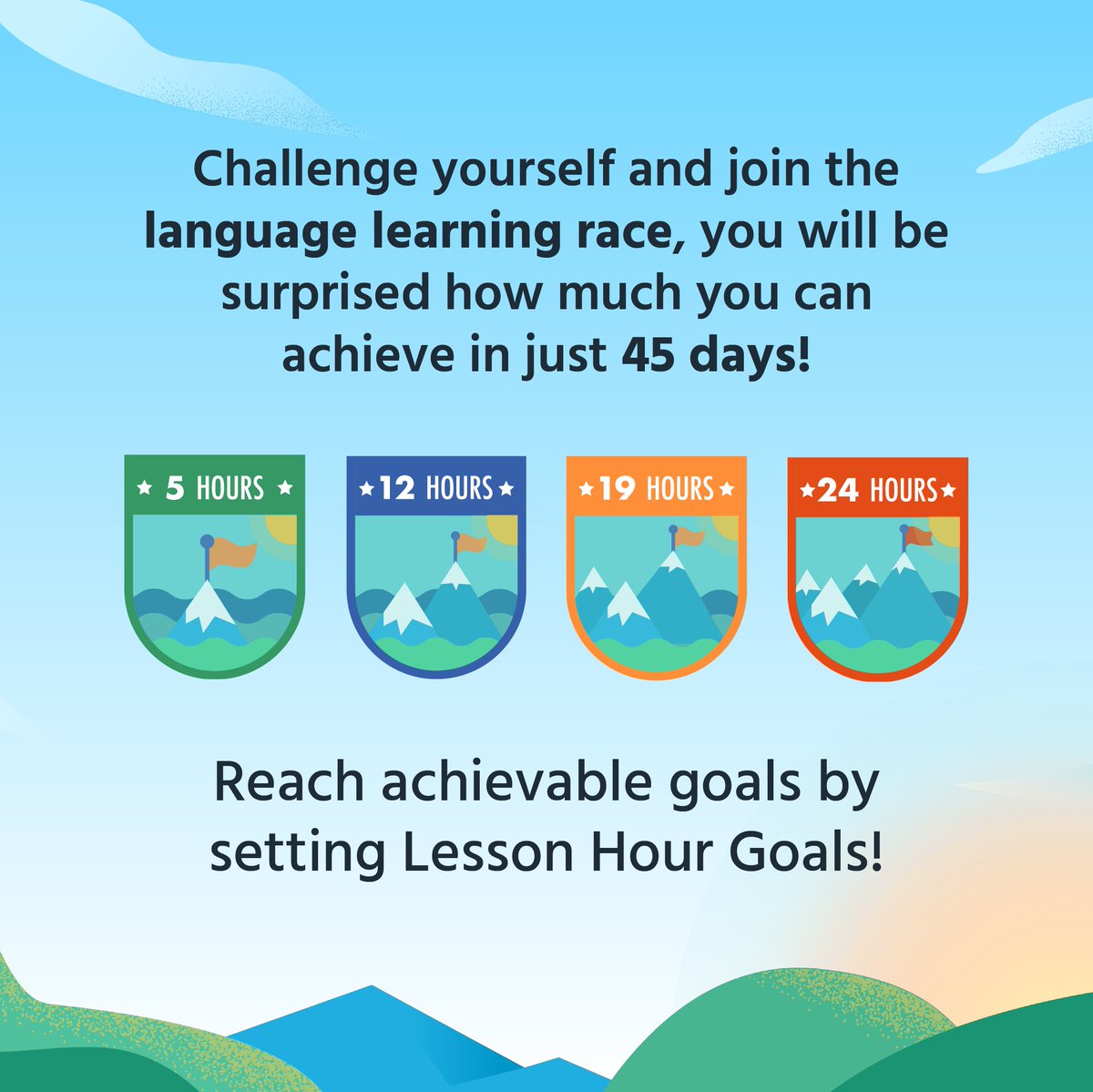 italki's tweet photo. Whoโs ready to transform their language skills in 45 days?! Our #italkiLanguageChallenge is back now through March 31 with a few new and exciting updates.
Sign up for the Language Challenge here: https://t.co/PNquOBUWTr https://t.co/vZ6raNxHBl