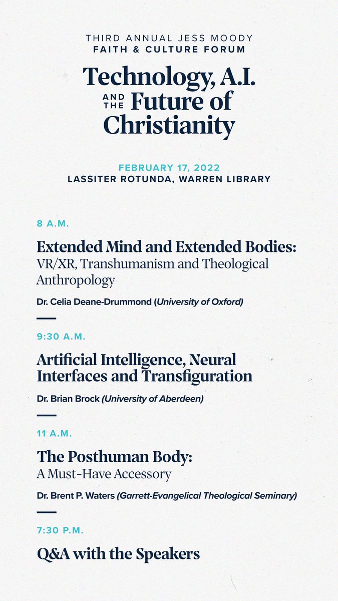 rrgladwin's tweet photo. PBA Faith and Culture Forum on "Technology, A.I. and the Future of Christianity" is this Thursday, February 17th. https://t.co/G5jPyUDc5M