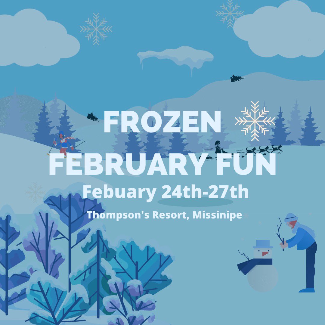 adventuredest_'s tweet photo. Frozen Feb fun is right around the corner!
Events like skating, tobogganing, ice fishing, snow shoeing, beading, dog sled rides and the dog sled race will also be happening! We are so excited to see you there!🤩

#Thompsonsresort #Adventure #FebFun #ExploretheNorth https://t.co/mOtKuBuf4k
