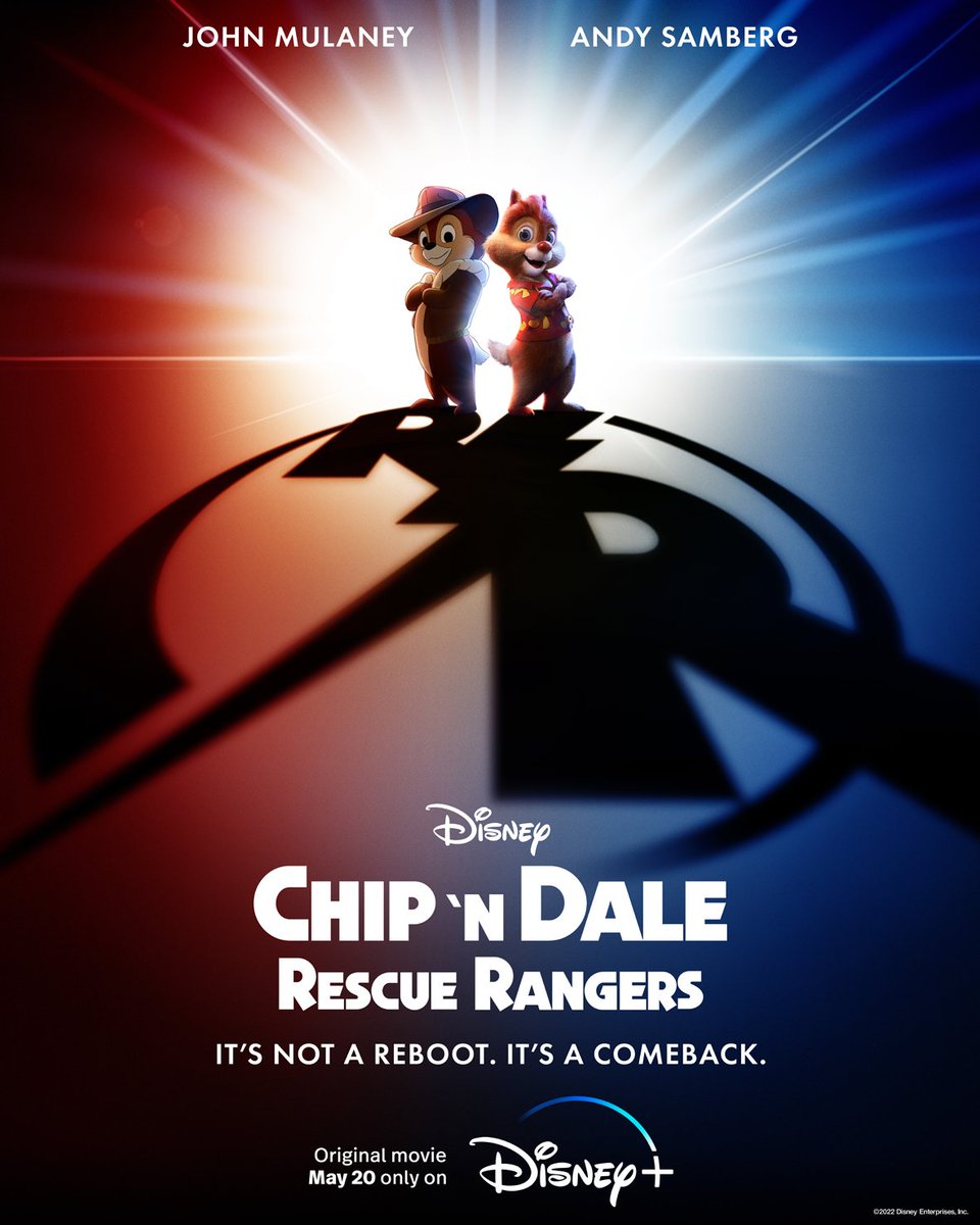 Disney's tweet photo. It's not a reboot. It's a comeback.

Chip 'n Dale: #RescueRangers, an all-new, never-done-before, completely 100% Original movie (based on pre-existing IP owned by Disney), streaming May 20 on @DisneyPlus. https://t.co/5mWicX5sNi