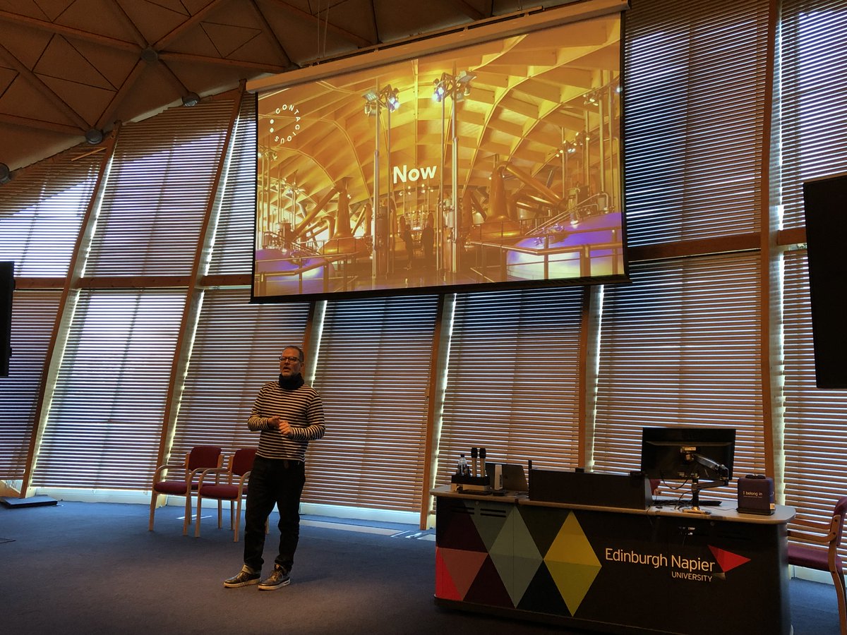 Gave a little talk to the students studying Experience Design and Management for Tourism, Hospitality and Events at #EdinburghNapierUniversity Should have checked with venue before wearing stripes🙄