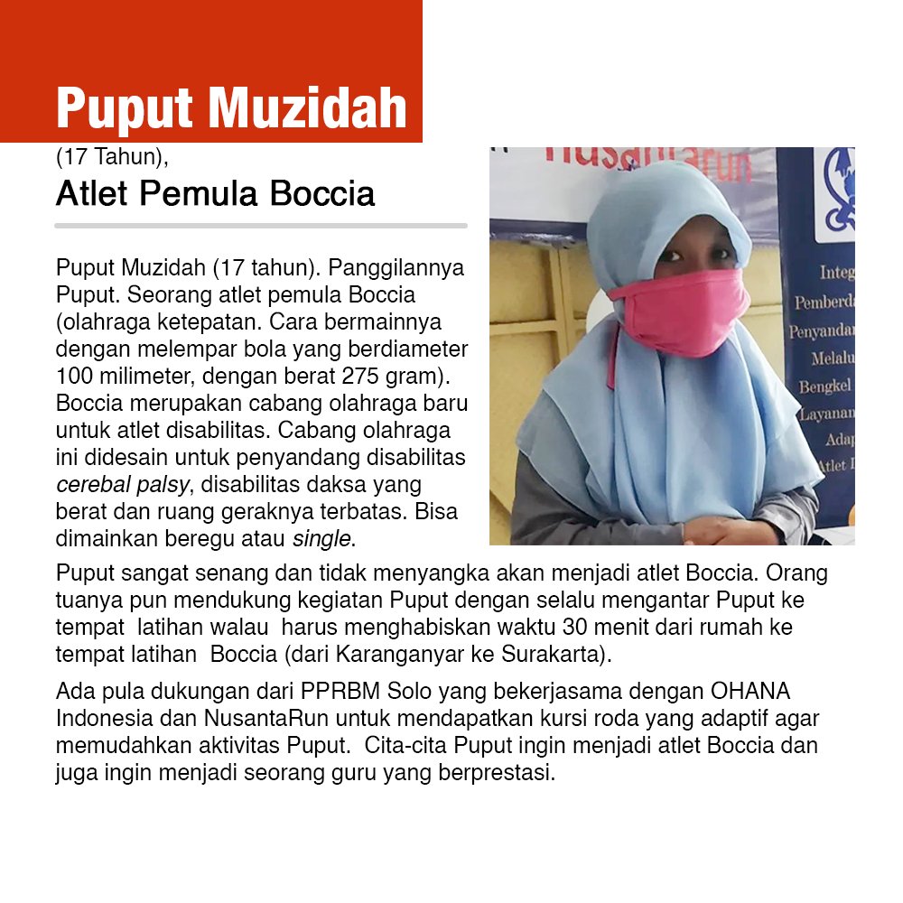NusantaRun's tweet photo. Hi, fundraisers NusantaRun Chapter 7! Ada kabar baik nih. Beberapa waktu lalu, OHANA Indonesia (@ohana_indonesia_) menyerahkan bantuan kursi roda khusus olahraga disabilitas untuk empat student athlete. https://t.co/Hxwb4GNZw5