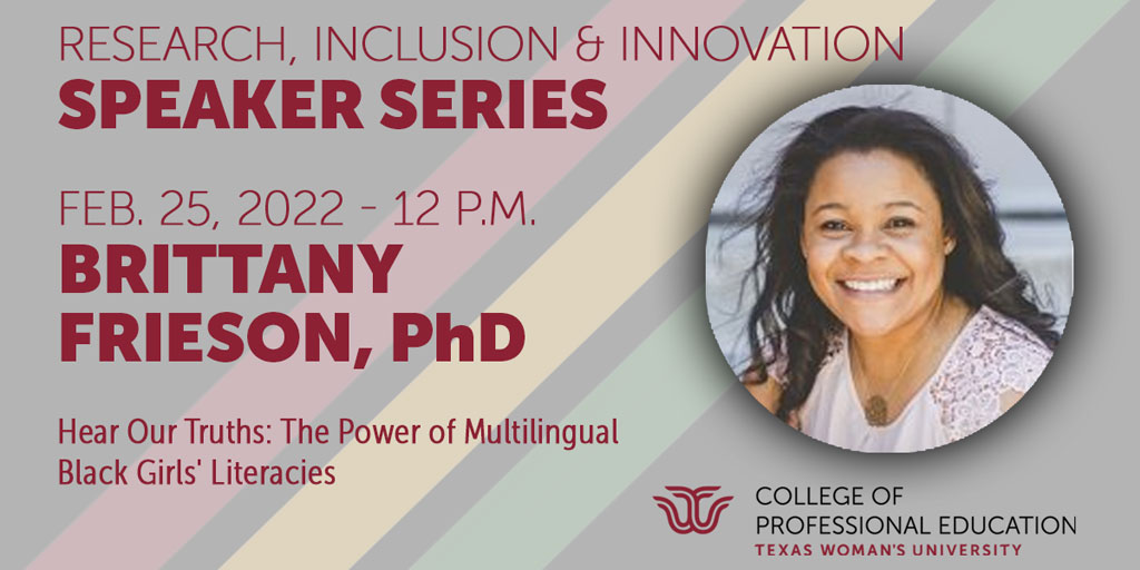 TWUEdPrep's tweet photo. COPE’s RII series commemorates Black History Month w/Dr. Brittany Frieson on  import of creating translanguaging spaces for the unique epistemologies &amp;  literacies of Black girls in BE programs. Register now https://t.co/7SHFDnrKlp. @TWUCOPEDean @TWUCOPEAsscDean @jfigueroaflores https://t.co/FgEZXwRxEd