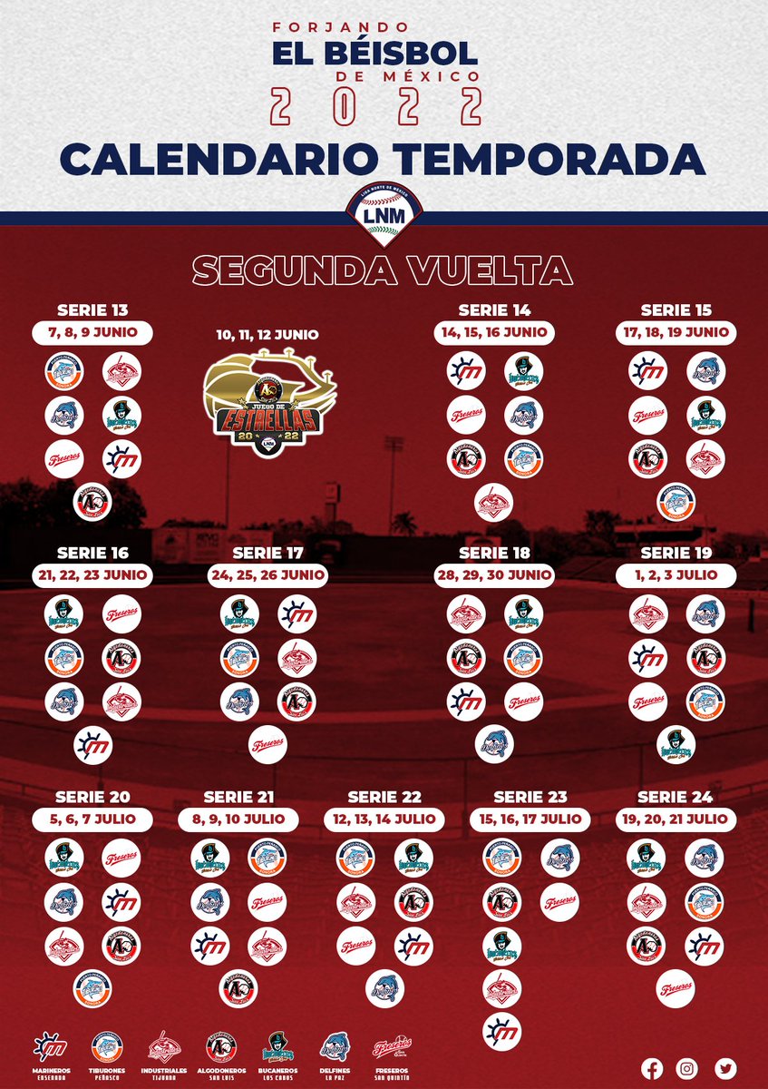 ¡LNM está de regreso! 🔥🔥
Inicia la cuenta regresiva, este será el rol de juegos oficial para la temporada 2022 de la Liga Norte de México. ⚾💪

#Temporada2022 #Béisbol #LNM #ForjandoElBéisbolDeMéxico