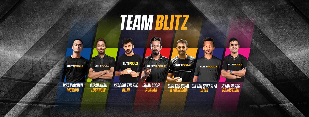 BlitzpoolsIndia's tweet photo. #TeamBLITZ ready to roll with their teams for Indian T20 league! 😎
Which team are you rooting for? 🤩 
Share with us in our comments! 
#BLITZPOOLS
@ishan_ip55 @ishankishan51 @Avesh_6 @Sakariya55 @ParagRiyan @imShard @ShreyasGopal19 https://t.co/mhqyqQOU3t