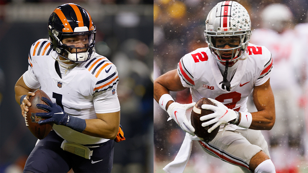 NFLDraft's tweet photo. ICYMI, three-round mock draft!

Five trades in Round 1.
#Bears' Justin Fields reunited with college teammate in Round 2.

https://t.co/FShHe2s5i5 (via @chad_reuter) https://t.co/2Lnh7eCKgl