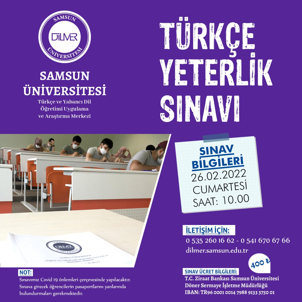 Samsun Üniversitesi DİLMER'de Türkçe Yeterlik Sınavı için başvurular başladı...