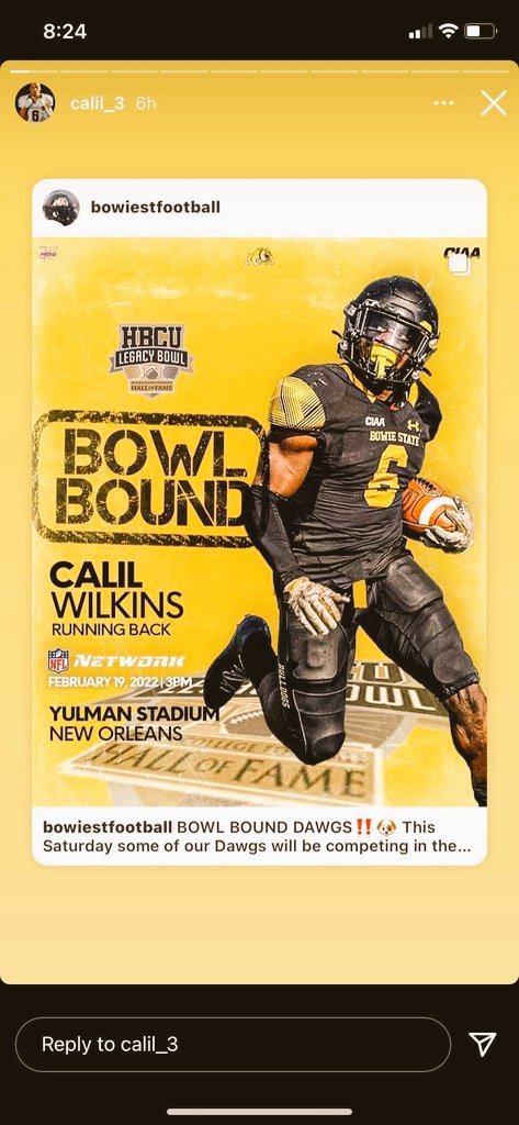 Don't forget to check Calil Wilkins out on Sunday, February 19th, 3pm, NFL NETWORK! #LegacyBowl