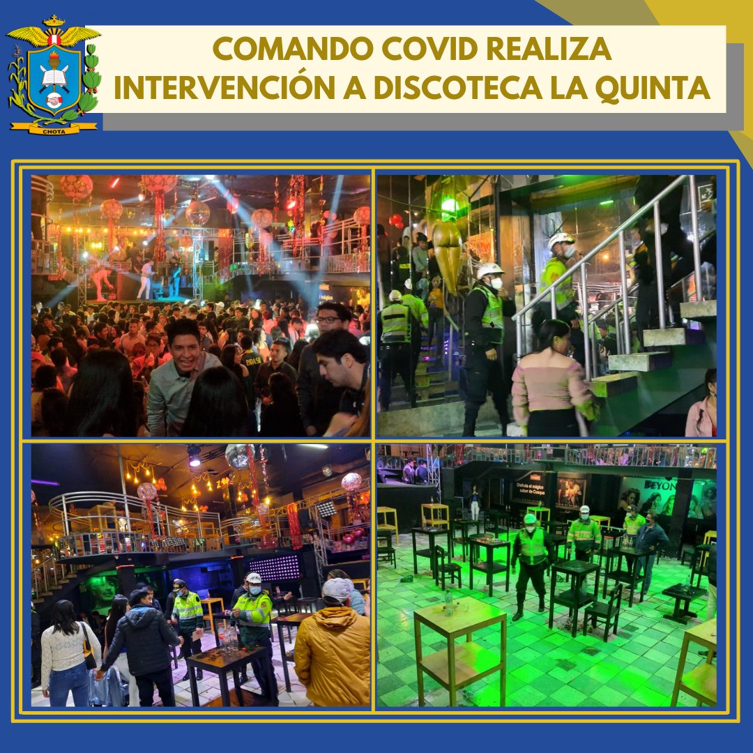 El día sábado 12 de febrero al promediar las 11:30 pm., en un operativo donde se logró intervenir a la discoteca "la Quinta", la misma que en ese momento se encontraba con un aproximado de 500 personas en sus instalaciones, lo cual violaba el decreto legislativo 179.