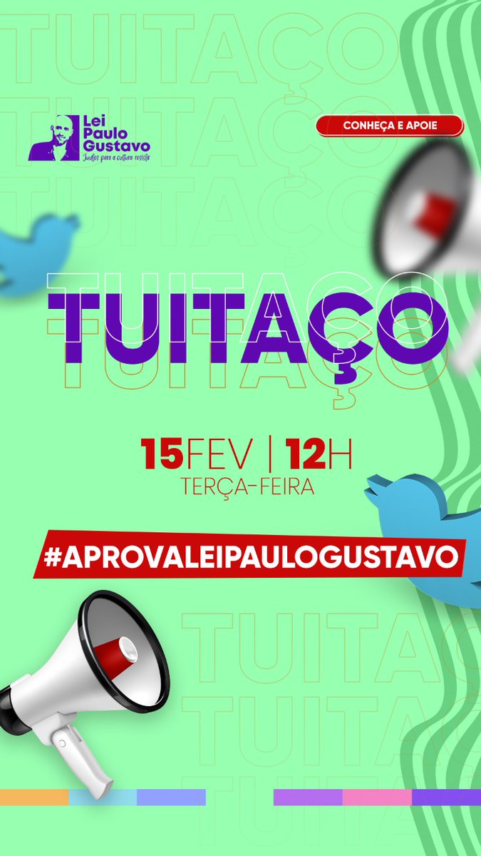 #AprovaLeiPauloGustavo
#AprovaLeiAldirBlanc2 
Vamos subir as tags
#MobilizadosPelaCultura