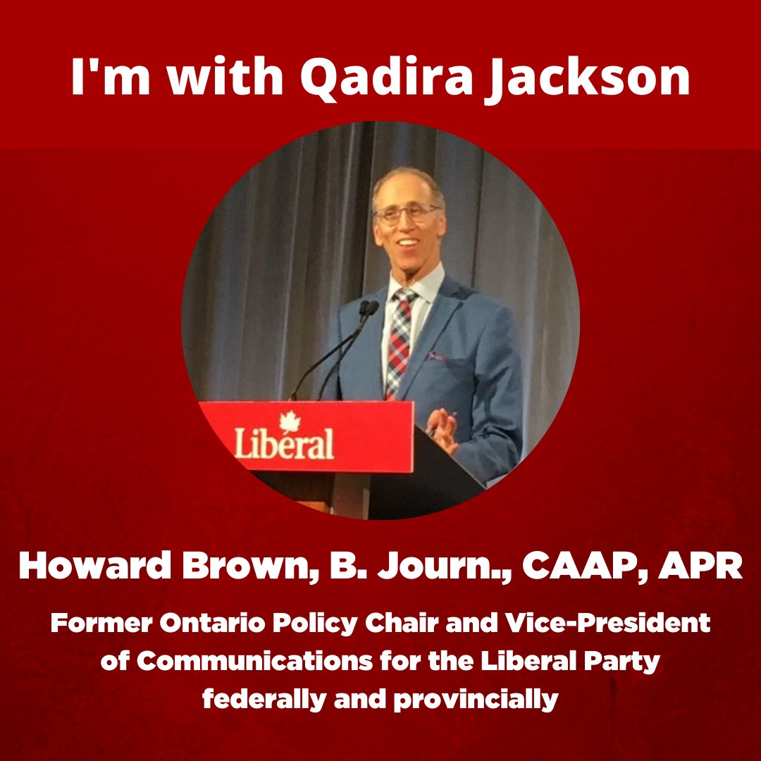 Howard Brown is supporting me in becoming the next <a href="/OntLiberal/">Ontario Liberal Party | Parti Libéral de l'Ontario</a> candidate in Scarborough Southwest!

Learn more about what he has to say here : facebook.com/voteqadira #onpoli #ssw #scarbTO