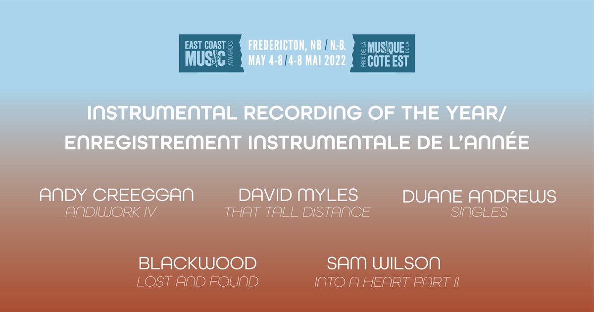 ecmaofficial's tweet photo. Instrumental Recording of the Year / Enregistrement instrumental de l’année
#AndyCreeggan @mylesdavid @duaneandrews @reilly_jeff @petertogni #SamWilson https://t.co/60Fi1hhRtW