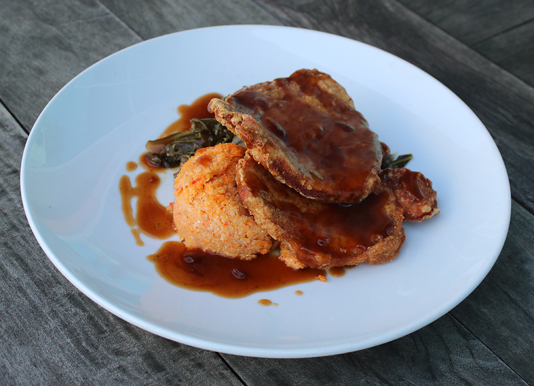 Cobaltoba's tweet photo. Wait ‘til you taste this! #Pork tenderloin pounded flat, breaded and fried, then served over house grits topped with a spicy brown gravy. The Pork Grillades from our #Creole #RegionalMenu. #orangebeachrestaurants #orangebeachdining #beachdining #coastaldining https://t.co/vvfpFVR7Pv