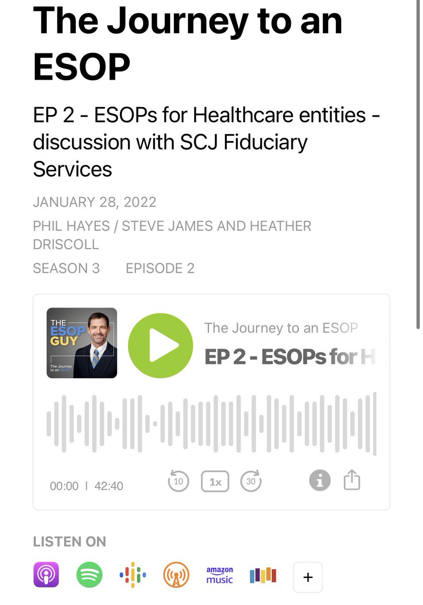 We are #excited to share that our team members Steve James and Heather Driscoll got to join Phil Hayes in a #discussion of ESOPs for Healthcare Entities in “The Journey to an ESOP” Podcast. A HUGE #shoutout to Phil for letting our team partake in this experience!