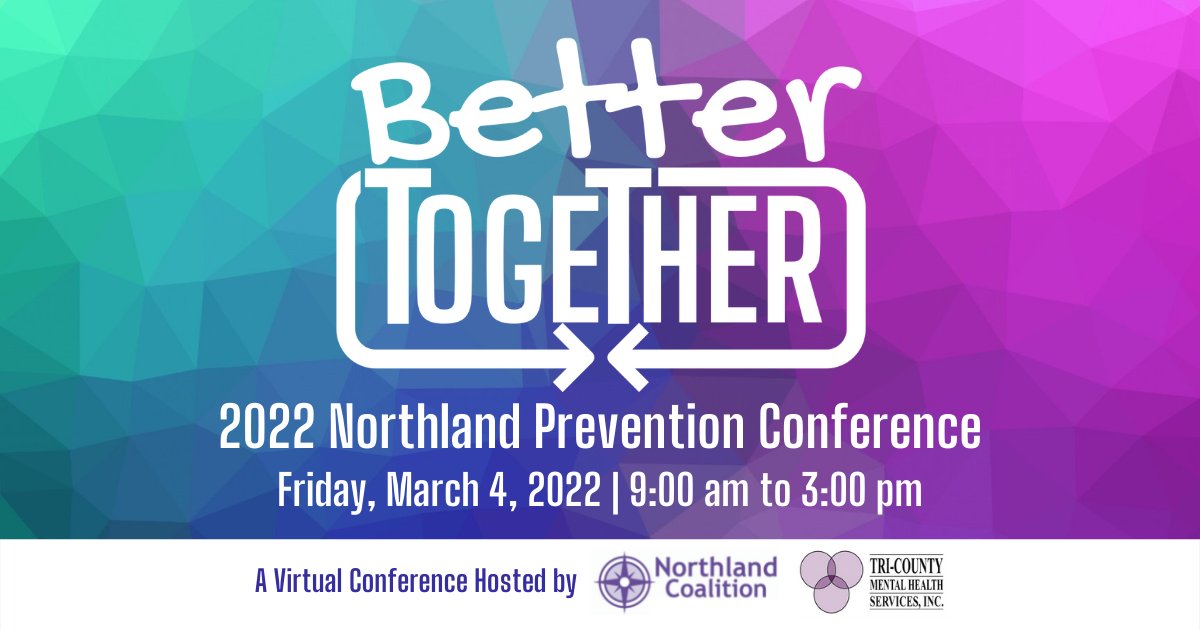 plattehealth's tweet photo. Join us at the 2022 "Better Together" Northland Prevention Conference hosted by @northlandkc and @TriCountyMHS. This virtual conference will be Friday, March 4 from 9 a.m. to 3 p.m. Visit the conference website to learn more and register: https://t.co/14H30NPUjL. https://t.co/adNjomy9Ud