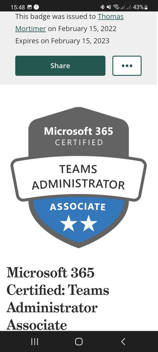 In more positive news, today I got my first Microsoft Badge #nerd #microsoftteams