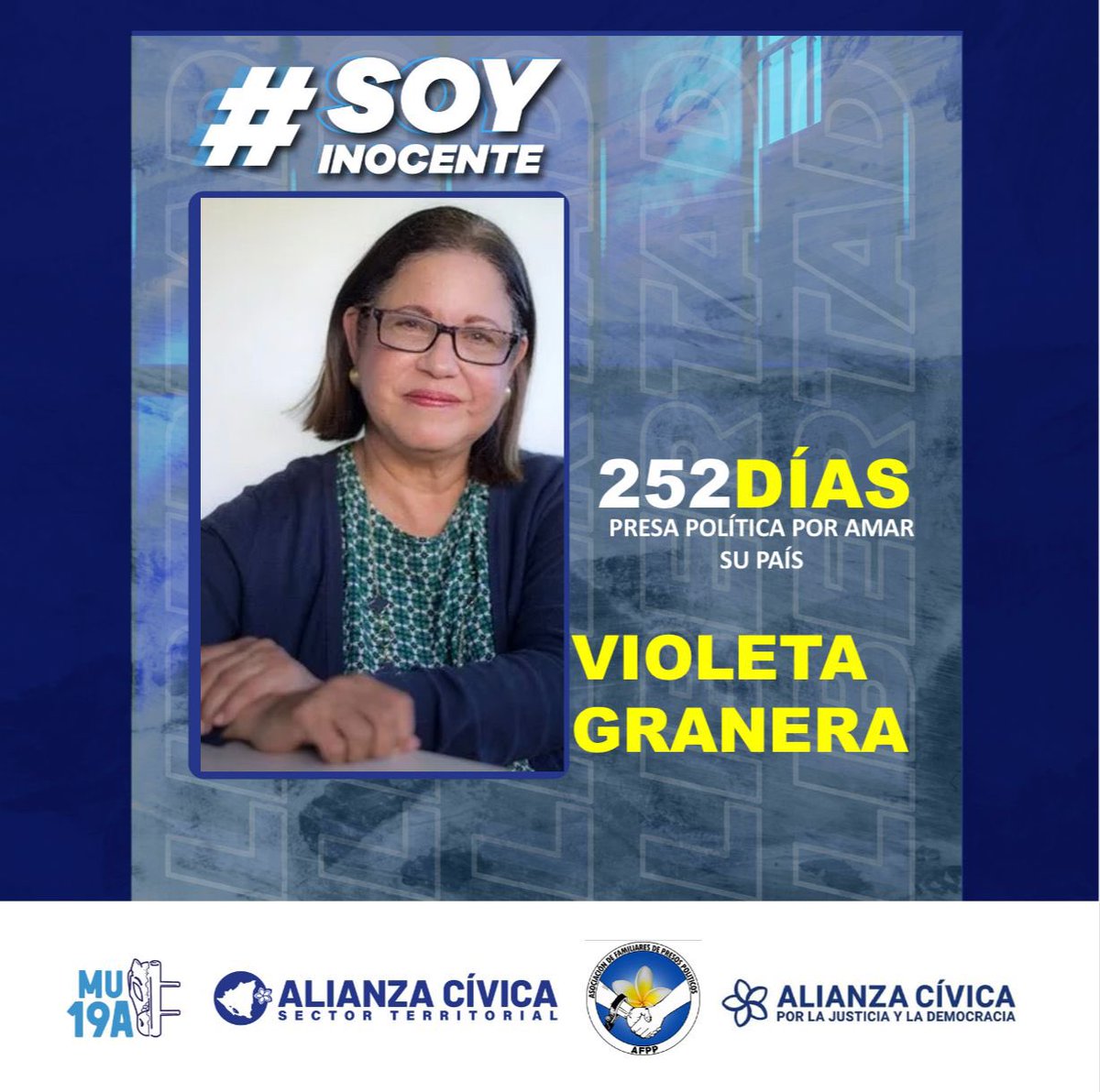 TerritoriosACJD's tweet photo. #SOYINOCENTE*Desde el @MU19aNIC, @TerritoriosACJD y la Asociación de Familiares de presos políticos demandamos la liberación de Violeta Granera, presa política de la dictadura. ¡Es inocente! https://t.co/ceLikuzwcd