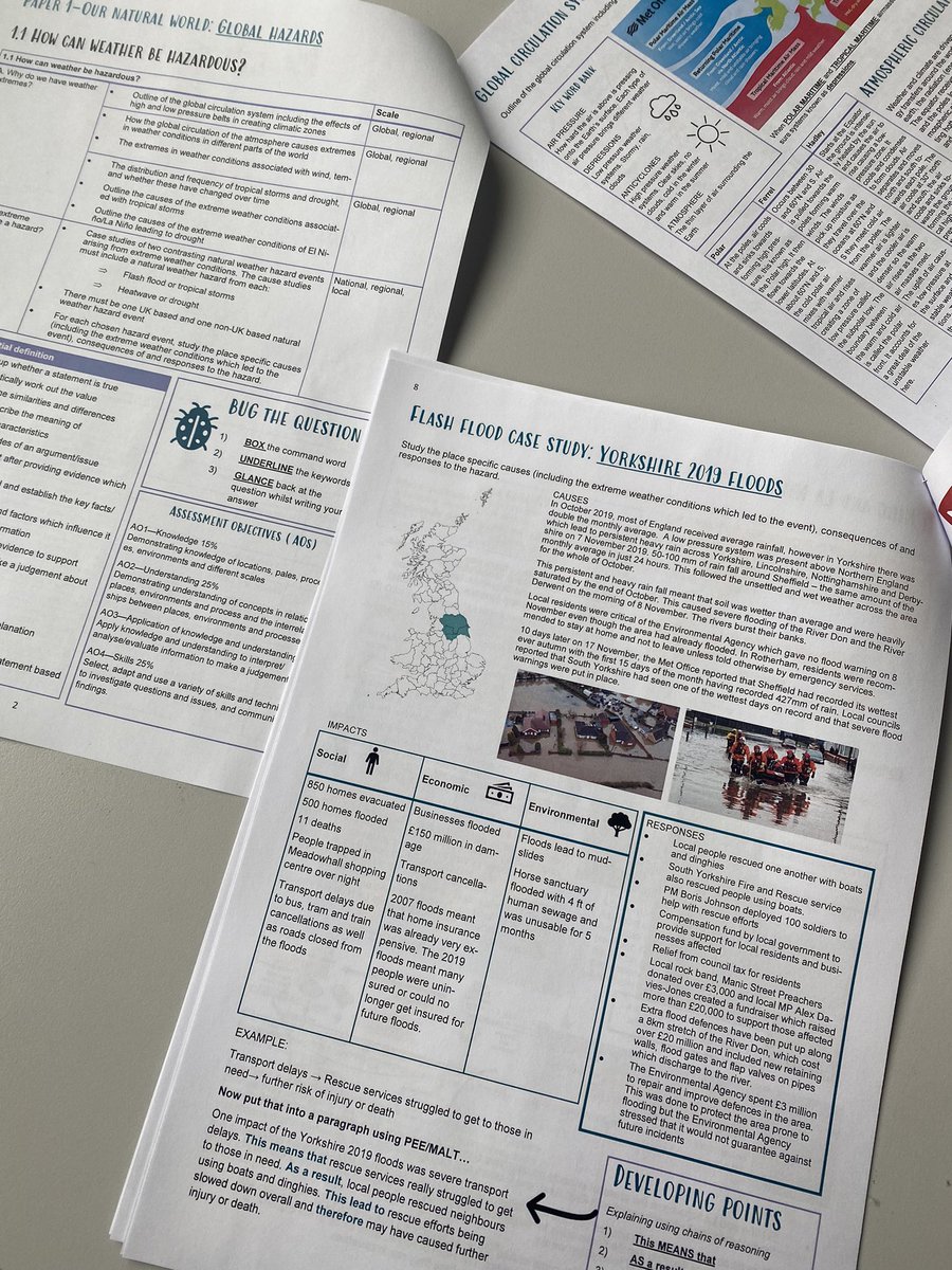 msaldrgeog's tweet photo. Revision booklets for OCR B paper 1 - global hazards. Focusing on multi-modal texts, literacy excerpts and some examples of resource questions for each topic 🌟🌏 https://t.co/uG9cWcGOiD https://t.co/TXZWRR9HwG