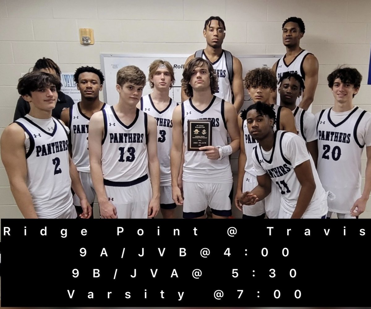 RPHS_BoysBBall's tweet photo. 🏀🏀🏀Gameday Panthers🏀🏀🏀

The Panthers will hit the road to close out district play tonight. We need to pack the Travis gym with purple tonight. Come out, be loud and wear purple! #WEoverME
@RPHS_FB @RP_PantherPride @RPHS_Panthers @CoachYoung247 https://t.co/1zQnAvNVH8