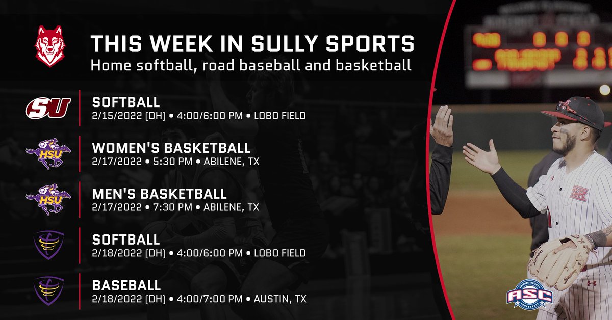 sul_sports's tweet photo. SO MUCH GOING ON...WE NEEDED TWO GRAPHICS
@SRSU_Softball @SRSU_WBB @SRSU_MBB @BaseballSrsu 

#SRSU #ASCsb #ASChoops #ASCbsb https://t.co/RuaEOuJlkq