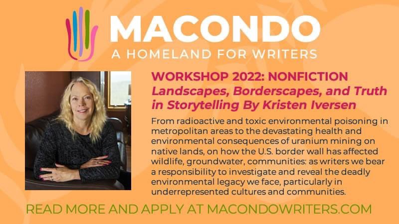￼The deadline looms! February 20th is the last day to register for my upcoming literary nonfiction workshop with Macondo, July 26-30. This is a virtual workshop. Small class, lots of personal attention.￼ ￼￼macondowriters.com