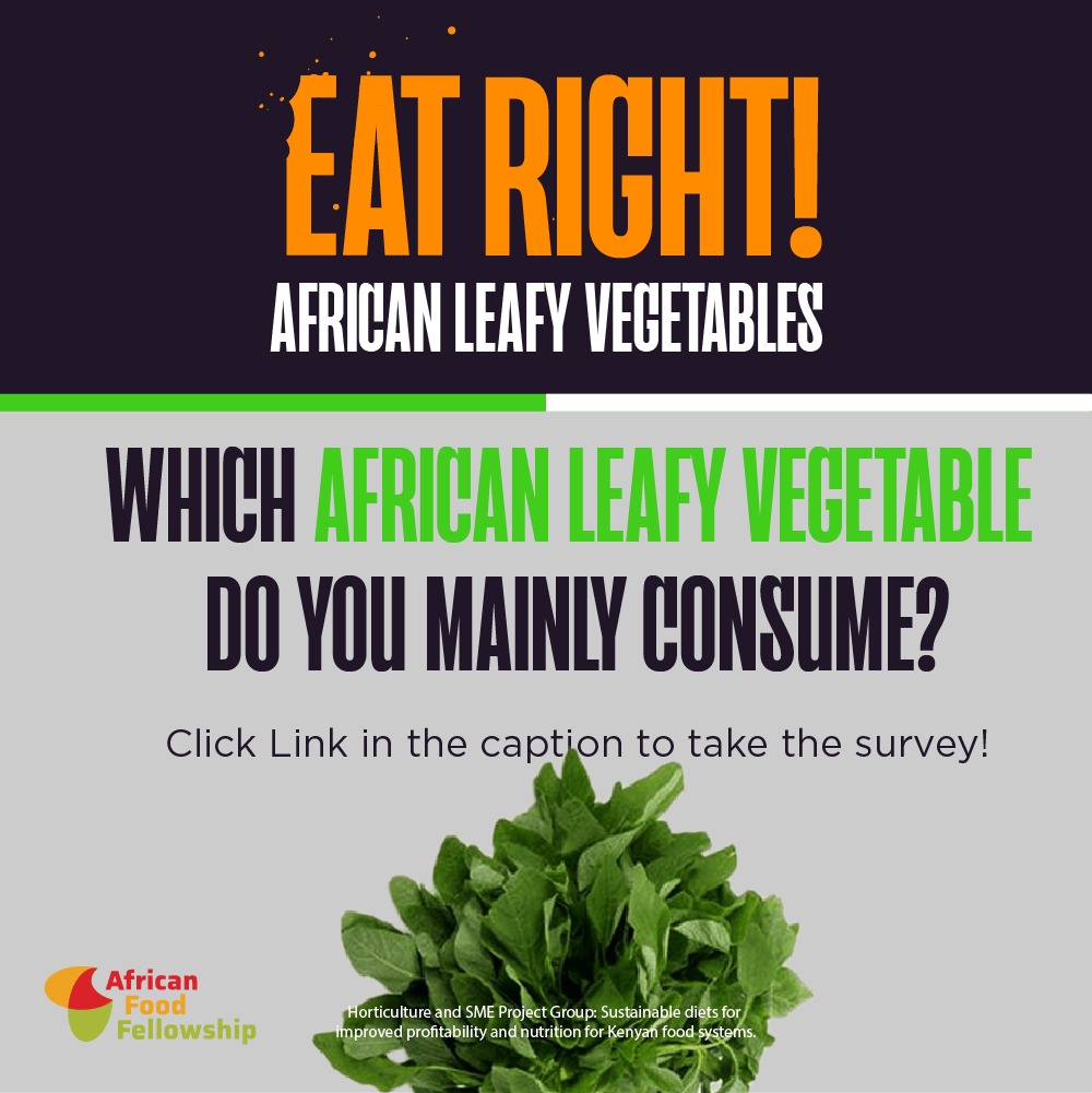 EatRight_Ke's tweet image. A group of African Food Fellows is working on a project on increasing the awareness of the consumption of African Leafy Vegetables. This survey is to gain an understanding of the consumption of African leafy vegetable. 

Participate here: docs.google.com/forms/d/19hFzr…
