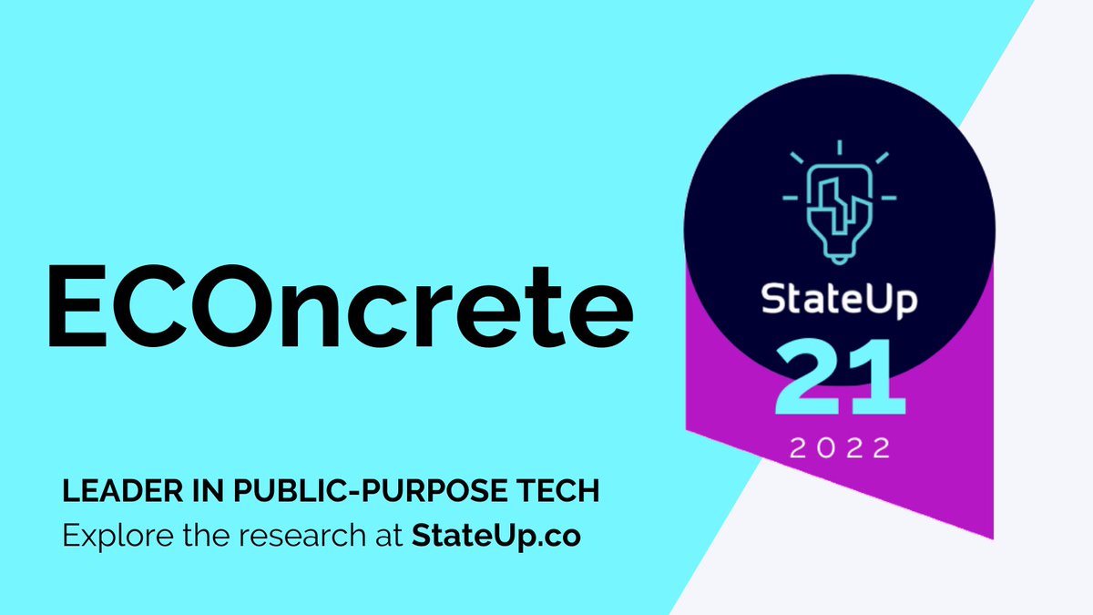 'Analysts expect the green concrete industry to grow 9.8% between 2021 and 2025 Rehama Msulwa in her review about ECOncrete®

We’re selected for this year’s #StateUp21, the leading resource on startups addressing big public needs.bit.ly/3uPZ8nA 

#PublicPurposeTech