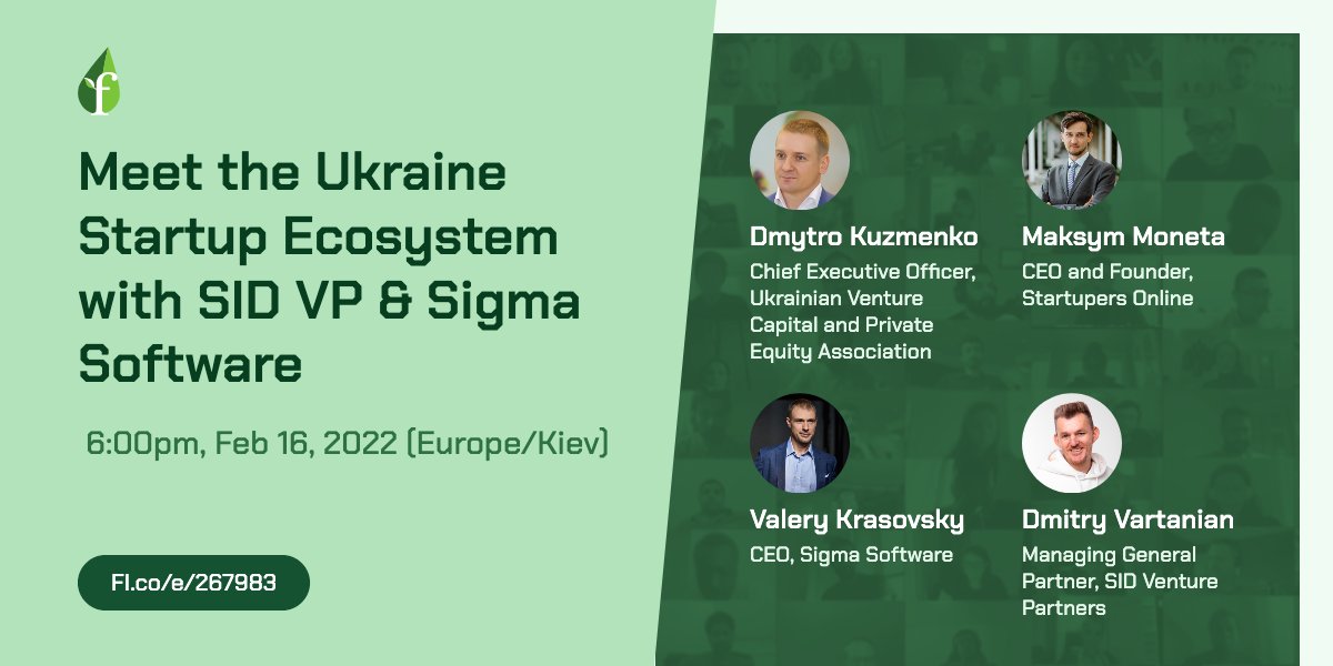 Founder Institute Santa Cruz, CA (@fi_santacruz) on Twitter photo founding: 🇺🇦 Meet the #Ukraine Startup Ecosystem with SID Venture Partners, <a href="/SigmaSwGroup/">Sigma Software</a>
, and <a href="/uvca_official/">UVCA</a>→ bit.ly/3GGZ3oG
Join us on WEDNESDAY (16 Feb), featuring Dmytro Kuzmenko, Maksym Moneta, <a href="/KrasovskyValery/">Valery Krasovsky</a>, & Dmitry Vartanian! founding: 🇺🇦 Meet the #Ukraine Startup Ecosystem with SID Venture Partners, <a href="/SigmaSwGroup/">Sigma Software</a>
, and <a href="/uvca_official/">UVCA</a>→ bit.ly/3GGZ3oG
Join us on WEDNESDAY (16 Feb), featuring Dmytro Kuzmenko, Maksym Moneta, <a href="/KrasovskyValery/">Valery Krasovsky</a>, & Dmitry Vartanian!