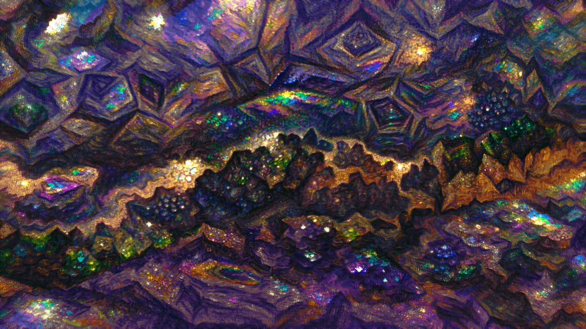 ryunuck's tweet photo. I think I might print some of these out 😮 #AIart #AIArtwork #Impressionism #Psychedelic #aiartcommunity #ai #MachineLearning https://t.co/n51Me6w7mQ